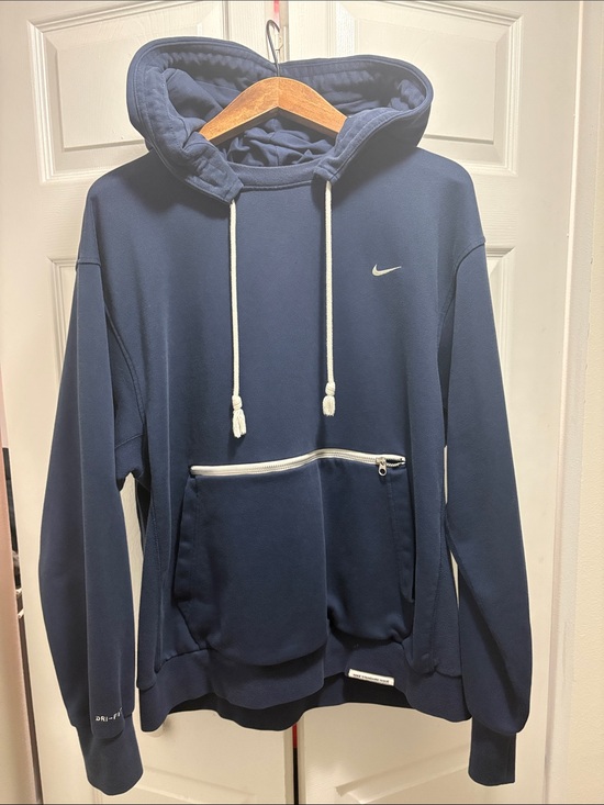 Nike Other - Nike Standard Issue Navy Blue Hooded Pullover with White Drawcords and Zip Pocke